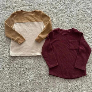 Toddler Boys' 3TThermal Long Sleeve T-Shirt - Cat & Jack Bundle Beige & Burgundy